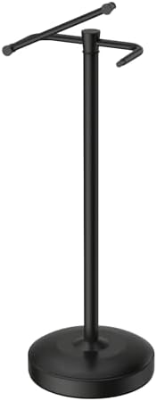 Freestanding Toilet Paper Holder Stand, Heavy Duty Matte Black Stainless Steel Toilet Paper Holder with Weighted Base, Rustproof & Tool-Free Installation for Modern Bathrooms by Kaxnuaxu