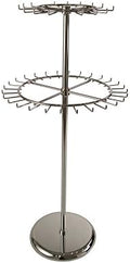 Econoco Two Tier Revolving Belt Rack with Circular Rings, Adjustable Height, Chrome by Econoco