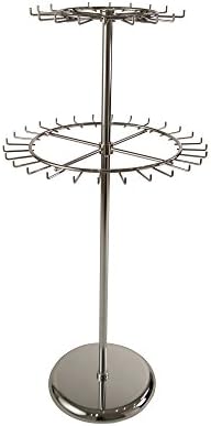 Econoco Two Tier Revolving Belt Rack with Circular Rings, Adjustable Height, Chrome by Econoco