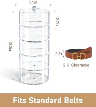 Belt Organizer, 5-Tier Acrylic with Dust Cover, for Closet, Clear - Image 4