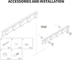 Heavy Duty Wooden Coat Rack, Wall-Mounted, Black Hook White Board, 24 Inch - Image 7