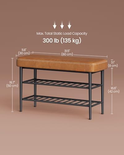 VASAGLE Shoe Bench, Synthetic Leather with Stitching, Loads 300 lb - Image 3