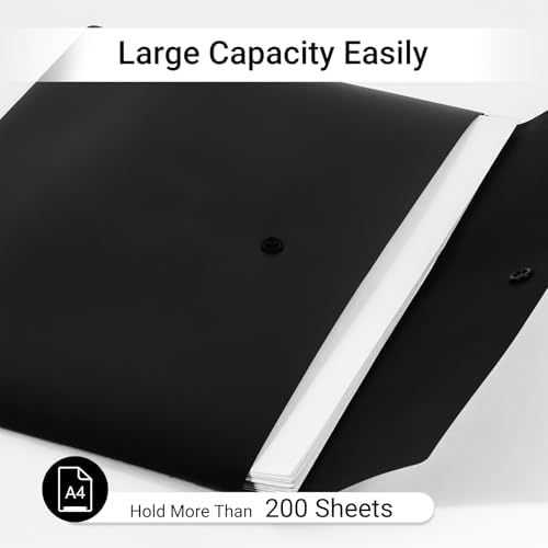 Plastic Envelopes Folders 12mil Heavy Duty, for A4 Letter Size Paper, with Snap Closure Pack, Paperwork Plastic Wallets Document Organizer (25 Pack - Black, Horizontal) - Image 4