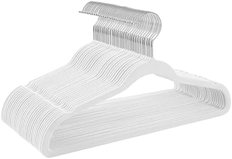 TIMMY 50 Pack Velvet Clothes Hangers, 17.7 in, White/Silver, Non-Slip by TIMMY