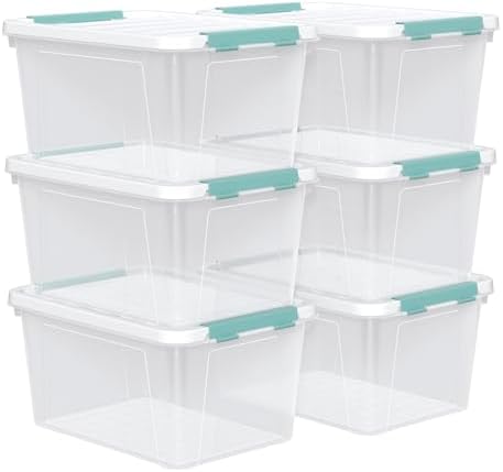 Zopnny 20 Quart Clear Latching Container Box, Plastic Storage Bin with Latching Lid, 6 Packs by Zopnny