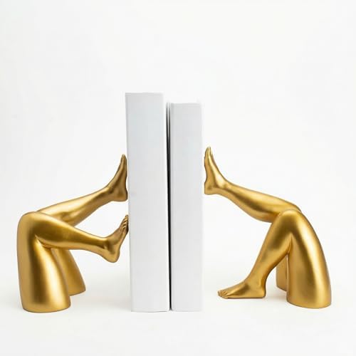 Minimalist Leg Sculpture Bookends for Shelves, Decorative Gold Book Ends, Modern Aesthetic Bookshelf Decor, Resin Book Stoppers for Home Office/Library Decoration - Image 7