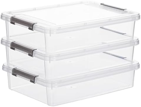 Citylife 3PC Storage Bins with Lids, Stackable Plastic Box, Paper Storage by CITYLIFEHomeOrganization