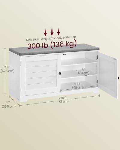 VASAGLE 3-Tier Shoe Storage Bench with Cushion, 14 x 39.8 x 20.7 Inches - Image 3