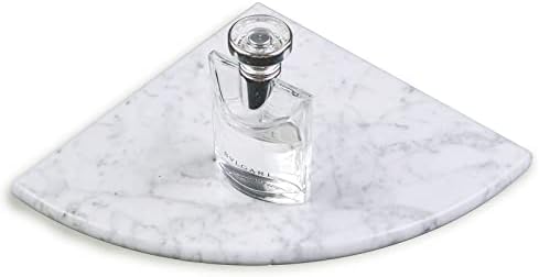 9 Inch Natural Marble Corner Shower Shelf for Bathroom, Grey Veining On Soft White Base Marble Corner Shelves for Bath Wall Mounted Both Side Polished - Image 6