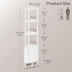 HOOBRO Corner Cabinet with LED Light, Corner Shelf Stand with Storage and Doors, 5-Tier Industrial Corner Bookshelf, 59” Tall Display Rack Shelf, for Living Room, Kitchen, White WT147DCJ01 - Image 2