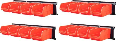 Wallmaster 8-Bin Storage Bins Garage Rack System 2-Tier Orange Tool Organizers Cube Baskets Wall Mount Organizations (Orange) (Pack of 2) by Wallmaster