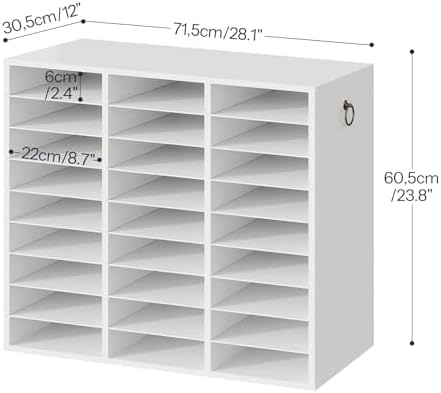 HOOBRO Literature Organizer, 27 Compartments Wooden Mail Organizer, Countertop Literature Sorter with Adjustable Shelves for Home, Office, School, Student Mailbox for Classroom, White WT27WF01 - Image 2