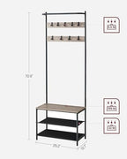 VASAGLE Hall Tree with Bench and Shoe Storage, 9 Movable Hooks, Top Bar - Image 6