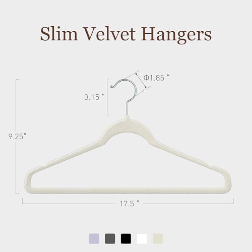 Velvet Hangers 200 Pack, 17.5" Non-Slip Clothes Hangers, Ivory - Image 2