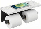 FORIOUS Double Marble Toilet Paper Holder with Phone Shelf, Mattle Black by FORIOUS