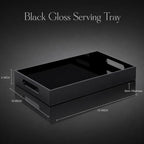Black Tray 15x10” with Cut Handles - Large Plastic Tray for Ottoman Coffee Table, Kitchen, Office & Serving Guests - Modern Countertop Organizer & Ideal Decorative Tray - Image 3
