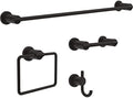 Delta 4-Piece Matte Black Bathroom Set Towel Rack, Ring, Toilet Paper Holder, Hook | Nicoli Bath Accessories by Unknown