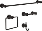 Delta 4-Piece Matte Black Bathroom Set Towel Rack, Ring, Toilet Paper Holder, Hook | Nicoli Bath Accessories by Unknown