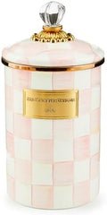 MACKENZIE-CHILDS Enamel Canister, Large, Pink-and-White Rosy Check by Unknown