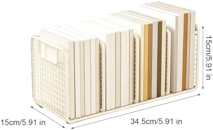 Iron Bookshelf with 4-Grid Countertop Organizer Thick Iron Anti-Rust - Image 3