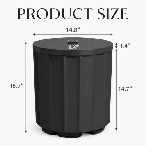 Umbrella Side Table with Hole, Weighted Umbrella Base, Black - Image 2