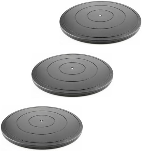 16 Inch Lazy Susan Turntable - Heavy Duty Rotating Swivel Steel Ball Bearings - Flat Base Stand for TV/Computer/Monitor/Arts/Crafts/Bonsai/Statue/Cabinet Organizer (3 Pack/Black) by VOLCANOESCLUB