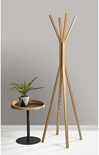 Adesso Toby Coat Rack with Natural Oak Finish – Space-Saving Entryway Organizer Perfect for Coats, Bags, Purses and Hats – 6 Hooks, 68.25" Tall - Image 2