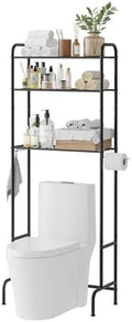 STDDRE 3-Tier Over The Toilet Storage Space Saver with Paper Holder Freestanding Rack Metal Bathroom Shelves with Hooks Above The Toilet Storage Shelf (Black, 3 Tier) by LifeTakesaDifferentTurn