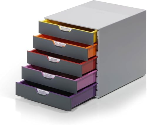 Durable Varicolor Drawer Organizer, 5 Color Coded Drawers, Gray by DURABLEOfficeProducts