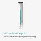 simplehuman Tension Pole Shower Caddy, No-Drill Floor to Ceiling Bathroom Organizer for Bathtub & Inside Shower, Extends 6 to 9 Feet, 3 Adjustable Shelves, Rust-Proof Stainless Steel - Image 6