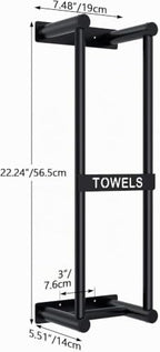 STWWO Bathroom Towel Rack Wall Mounted Can Holds 4 Large Towels, Black - Image 2