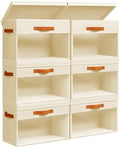 Homsorout Large Storage Bins with Lids - 6 Pack Foldable Decorative Organizers with Clear Windows & Handles, Cube Storage Organizers for Clothes, Blankets, Sweaters, Sheets, Beige by Homsorout