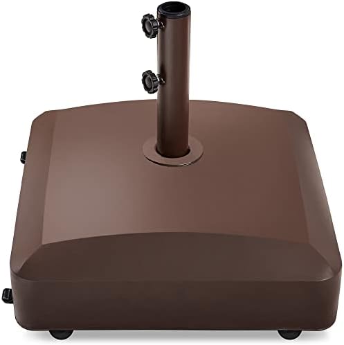 Best Choice Products 123lb Capacity Fillable Mobile Umbrella Base Heavy Duty Market Stand for Patio, Deck, Poolside w/ 4 Wheels, 2 Locks, 2 Knobs, Wind-Resistant Design - Bronze by BestChoiceProducts