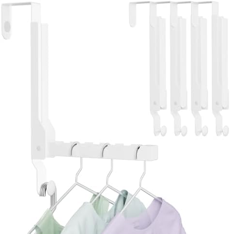 4 Pack Over The Door Hanger Folding Clothes Drying Rack, Folding Hanging Coat Rack for Indoor Laundry Room Compact Small Space Foldable Portable Clothing Hanger Hook Collapsible (Wihte-4(Upgraded)) by BAKON