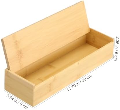Cabilock Wooden Cutlery Box with Lid, Kitchen Chopsticks Box Utensils Drawer Organizer Bamboo Storage Case Countertop Silverware Container for Tableware - Image 4