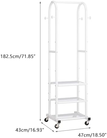 Dttwacoyh Clothing Rack with Wheels,Narrow Metal Garment Rack,White - Image 2