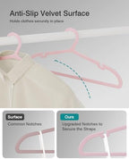 ABHENG 80 Pack Clothes Hangers, Non Slip Plastic Coat Hangers, Space Saving, Heavy Duty, Hanging Dry Wet Clothes, 16.4" x 8.3", Light Pink, UAPY0580P - Image 6