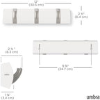 Umbra Flip Coat Rack, Wall Mount Retractable Hooks, White/Nickel, 3-Hook (Pack of 3) - Image 3