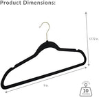 Simplify Slim Velvet Gold Hook Clothes Hangers 75 Pack | Non-Slip | Shirts | Suit | Pants | Dresses | Garments | Closet Storage & Organization | Durable | Black - Image 3