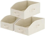 StorageWorks Closet Storage Bins, Beige(Cotton-linen), Medium, 3-Pack by StorageWorks