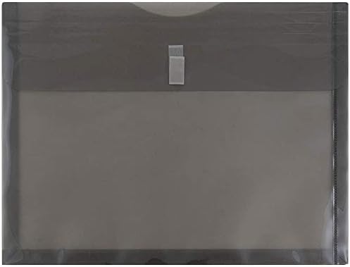 JAM PAPER Plastic Expansion Envelopes with Hook & Loop Closure - Letter Booklet - 9 3/4 x 13 with 1 Inch Expansion - Smoke Gray - 12/Pack by JAMPaper