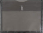 JAM PAPER Plastic Expansion Envelopes with Hook & Loop Closure - Letter Booklet - 9 3/4 x 13 with 1 Inch Expansion - Smoke Gray - 12/Pack by JAMPaper
