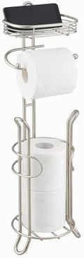 SunnyPoint Bathroom Heavyweight Toilet Tissue Paper Roll Storage Holder Stand with Reserve and Shelve, The Reserve Area Has Enough Space to Store Mega Rolls. (SN) by SunnyPoint
