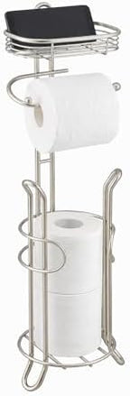 SunnyPoint Bathroom Heavyweight Toilet Tissue Paper Roll Storage Holder Stand with Reserve and Shelve, The Reserve Area Has Enough Space to Store Mega Rolls. (SN) by SunnyPoint