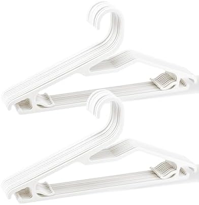 Plastic Hangers, Short Neck Hangers for Clothes, Z-Shape Shirt Hanger for Men 16.5", Flat Space Saving Blouse Hanger for Adults Suit, Hoody, Dress, Small Necked Clothing, Percha de Plástico White 20 by VSVstoage