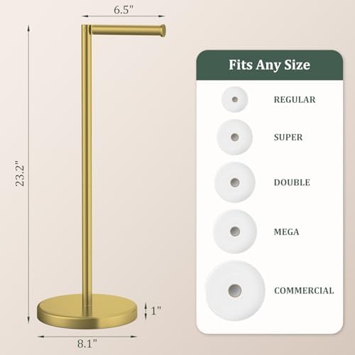 Brushed Gold Toilet Paper Holder Stand Free Standing Tissue Roll Holder - Image 4
