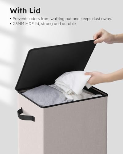SOLEDI 100L Laundry Hamper with Lid, Large Collapsible Laundry Basket - Image 5