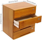 Lockable Desk Organizer Wooden Desktop Drawers Office Flat Files Storage Box Locking Countertop Storage Cabinet (Wood Yellow, 4-Tier) - Image 2
