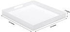 White Modern Acrylic Ottoman Tray with Cutout Handles 22x22 Inch Over-Sized Serving Tray Rubber Boot Tray Organizer Decorative Tray for Living Room, Bedroom,Bathroom and Kitchen Tabletop - Image 2