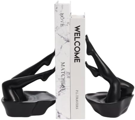 Black Legs Sculpture Bookends for Shelves, Modern Book Ends Decorative by Unknown
